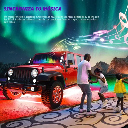 Vista 7 de Nilight 6 piezas de luces de neón para la parte baja del auto, tiras de luces RGB multicolores de 300 LEDs, función activa de sonido DIY, modo
