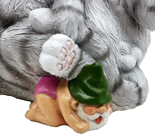 Vista 5 de Añade un toque divertido a tu jardín con nuestra estatua de jardín de gatos y gnomos, perfecta para amantes de los gatos y entusiastas del jardín