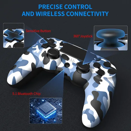 Vista 2 de BWEMYXN 2 Pack Wireless Controller Compatible with PS4/Slim/Pro/PC,Game Controllers with Motion Sensing/Touchpad/Speaker/3.5mm Headphone,Included 2