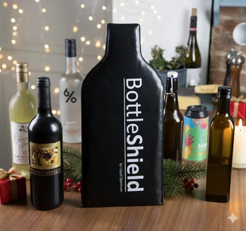 Vista 6 de Bottle Shield - Bolsa de viaje reutilizable con protector de vino (paquete de 6) – Traje de envoltura con amortiguación de burbujas, funda