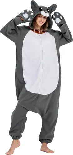 Vista 2 de SimZoo Pijama de animal para adultos, disfraz de cosplay de animales para hombres y mujeres, ropa de dormir unisex de una sola pieza