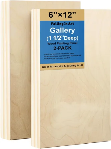 Vista 8 de Falling in Art Paquete de 2 paneles de lienzo de madera sin terminar, kit de paneles de madera de abedul de galería de 4 x 12 pulgadas, tablas