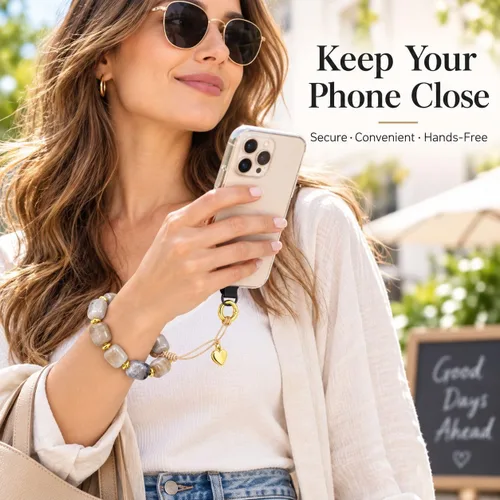 Vista 5 de Long tiantian Correa de pulsera para teléfono con cuentas y dije para A2:gray