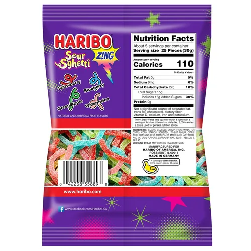 Vista 2 de Haribo Caramelo de gomita de espagueti ácido, 5 onzas