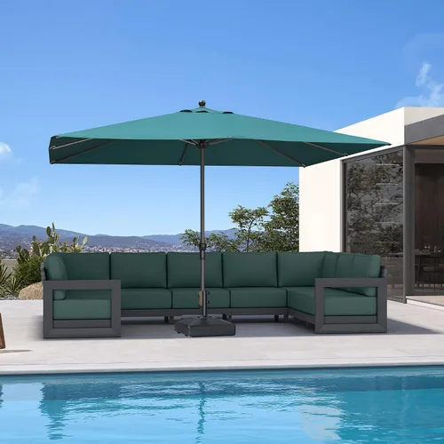 Vista 74 de PURPLE LEAF - Sombrilla de patio rectangular de 6' x 4', sombrilla de mesa para exteriores con marco de aluminio, sombrilla de mercado, sombrilla
