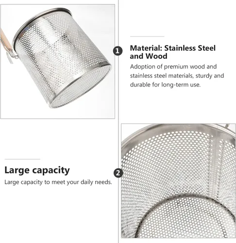 Vista 5 de Cabilock Cesta profunda Colador de pasta Mango largo Fácil Transferencia Hogar Hotel Cocina Utensilio Estilo Aleatorio