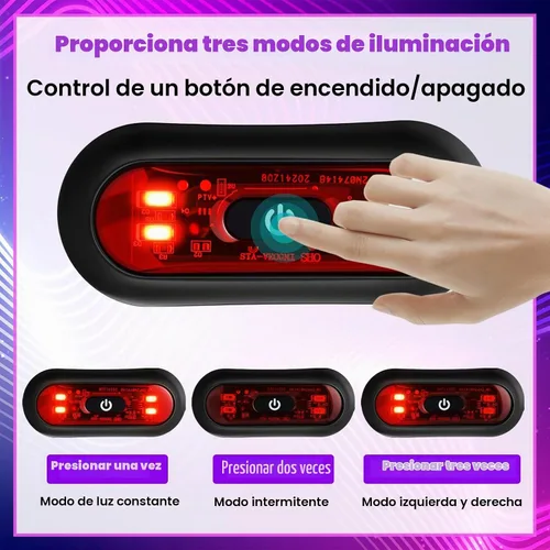 Vista 3 de Tujoe Juego de 2 luces LED rojas para casco trasero de motocicleta, luces traseras recargables para casco de advertencia de seguridad con cable USB