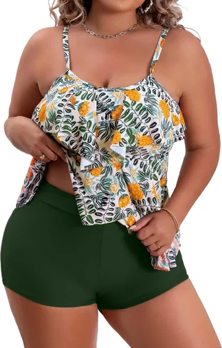 Vista 30 de B2prity Traje de baño tankini de talla grande para mujer, con control de 01