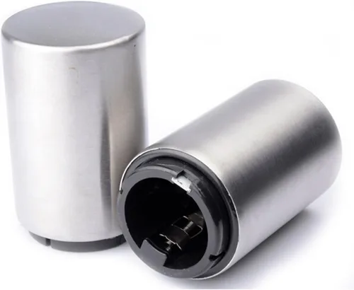Vista 2 de Honbay Paquete de 2 abridores de botellas de cerveza con tapa magnética, color plateado