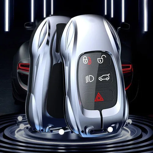 Vista 9 de Funda de metal de aleación de zinc para llavero de automóvil, compatible con Land Rover Range Rover Sport Discovery LR4 Smart Key Fob Cover Cover