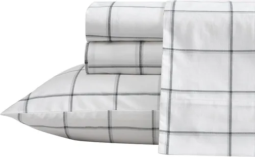 Vista 34 de Nautica - Sábanas, juego de ropa de cama de percal de algodón con funda de almohada a juego, vigorizante y fresco, bolsillo profundo