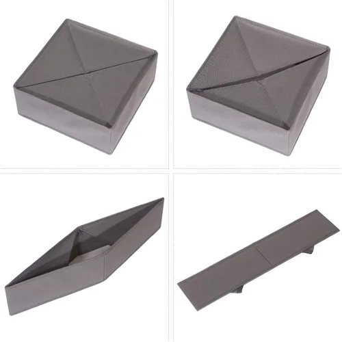 Vista 3 de DIOMMELL Paquete de 6 cajas de almacenamiento de tela plegables para armario, aparador, cajón, cestas de tela, contenedores divisores para ropa