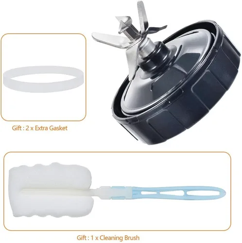 Vista 3 de Cuchilla extractora de licuadora para licuadora Ninja, hoja extractora de 7 aletas con junta de goma y cepillo de limpieza, compatible con Nutri