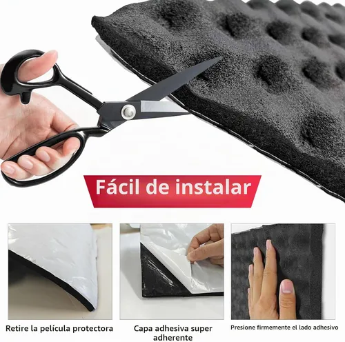 Vista 8 de Paneles de espuma acústica autoadhesivos de 0.787 in de grosor, diseño de ondas de huevo, acolchado de absorción de sonido para estudios