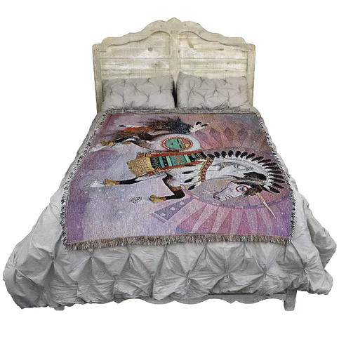Vista 2 de Pure Country Weavers Manta Kachina de Laurie Prindle – Tapiz de regalo de unicornio de fantasía tejido de algodón – Fabricado en los Estados Unidos