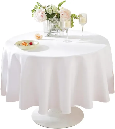 Vista 16 de Paquete de 2 Manteles Redondos de 120 Pulgadas de Carbón, Mantel de Poliéster Lavable para Uso en el Hogar, Fiestas, Bodas o Restaurantes. Gris