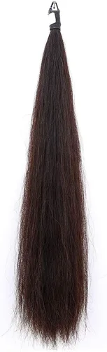 Vista 6 de Extensiones de cola de caballo con bucle trenzado de crin, parte inferior de corte romo, 34-36 pulgadas de largo y peso de 1/2 libra (gris oscuro)