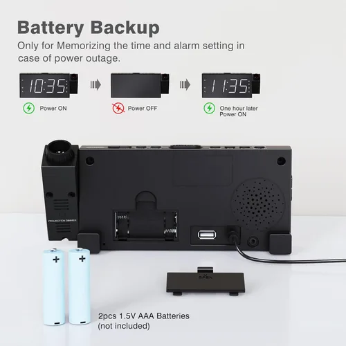Vista 16 de Radio reloj despertador con visualización LED de 1.8 pulgadas, de carga USB, alarma dual, respaldo de batería (Versión actualizada) Mesqool AM/FM