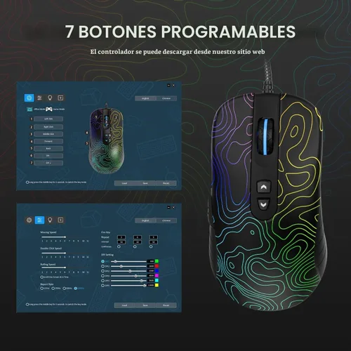 Vista 5 de Womier G706 Mouse Gaming USB con Cable para PC Computadora Windows Mac Portátil, Mouse Ligero Silencioso con Retroiluminación RGB con 12000DPI