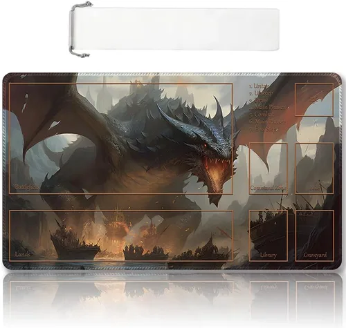 Vista 59 de Tapete de juego MTG cosido de alta calidad con zonas y parte trasera de goma antideslizante, tapete de juego TCG para MTG y otros juegos de cartas