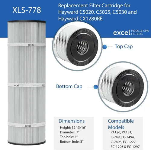 Vista 3 de XLS-778 Paquete de 4 filtros de repuesto para Hayward C5020, C5025, C5030. También reemplaza Hayward CX1280RE, Unicel C-7494, Filbur FC-1227