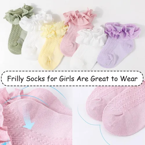 Vista 6 de AQOKKA Flower Baby Girls Socks with Non-Slip Grips Cute Cotton Princess Low Newborn Baby Socks for Girls Toddler 0-12 Months