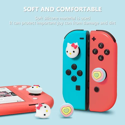 Vista 4 de DLseego Thumb Grip Caps Compatible with SwitchLiteOLED, Cute Joystick Caps Soft Silicone Protective Stick Cover 3D Analog 4PCS Grip Buttons for Joy