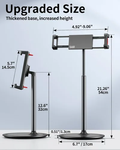 Vista 6 de SAIJI Soporte para Tablet, Soporte Ajustable de Altura Extra Kindle, Soporte para iPad de Rotación de 360 Grados, Base de Montaje de Cuna