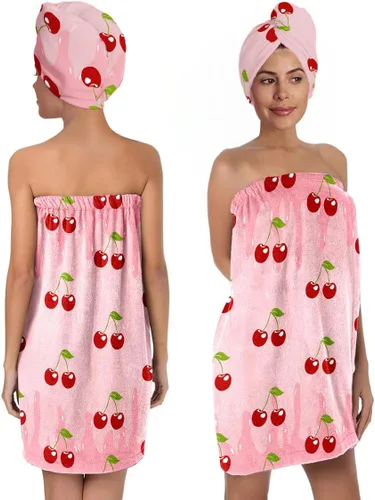 Vista 14 de Juego de toallas de baño y toallas para el cabello para mujer, suave y absorbente de microfibra de secado rápido, con cierre elástico, toalla de spa