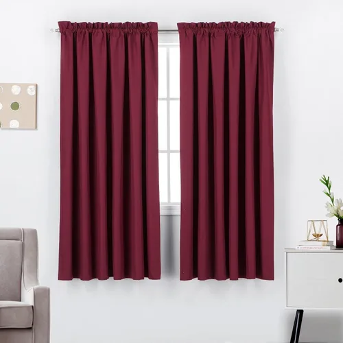 Vista 8 de Diamond Home Linens Cortinas opacas con dobladillo para cortinero de 45 pulgadas de largo para dormitorio, paneles de tratamiento de ventanas