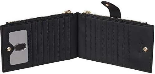 Vista 5 de Travelambo Billetera plegable con bloqueo RFID para mujer, con bolsillo con cremallera