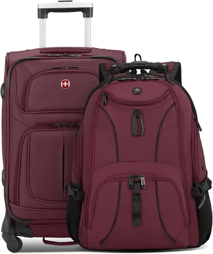 Vista 32 de SwissGear Sion Softside - Maleta giratoria expandible duradera y ligera, color negro, juego de 2 piezas (equipaje de mano / grande)