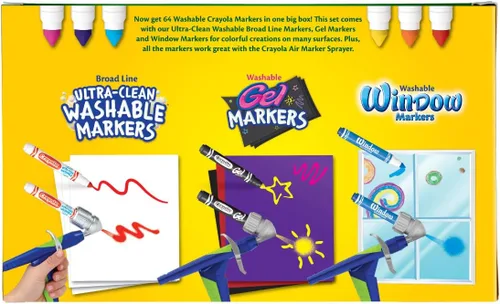 Vista 6 de Marcadores Crayola lavables, amplia línea, 64 unidades, Variados