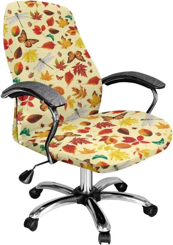 Vista 36 de Green Leaf - Fundas para sillas de oficina en casa, fundas elásticas para sillas de escritorio de computadora, respaldo alto, universales, fundas