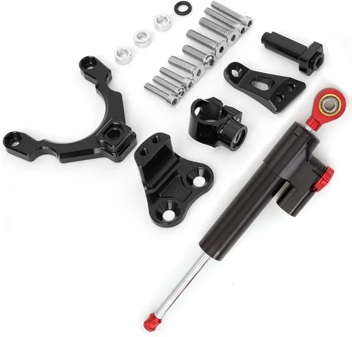 Vista 5 de Barra de control de amortiguador de dirección ajustable para motocicleta con kit de soporte de montaje compatible con Z900 2017-2021
