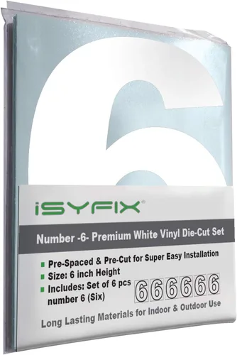 Vista 61 de iSYFIX - Calcomanías de vinilo blancas con número 0 (cero) - Juego de 6 unidades de 1.5 pulgadas autoadhesivas - Decalcomanías premium troqueladas