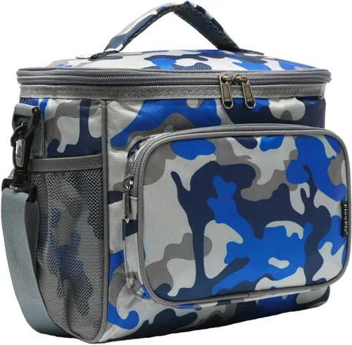 Vista 10 de FlowFly - Lonchera reutilizable con aislante para adultos, grande, para mujeres y hombres, con correa ajustable para el hombro, bolsillo frontal