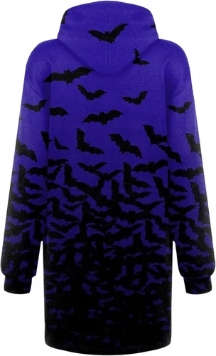 Vista 3 de HPJKLYTR Vestido con capucha de Halloween para mujer, moda de otoño 2023, manga larga, sudadera con capucha y bolsillos