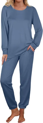 Vista 75 de Aloodor conjunto deportivo de 2 piezas para mujer, con sudadera con cuello redondo, sin botones