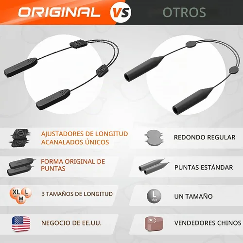 Vista 3 de SIGONNA Correa de gafas de sol con cable para hombre, cordón de cristal para mujer, 2 cordones Negro con cable