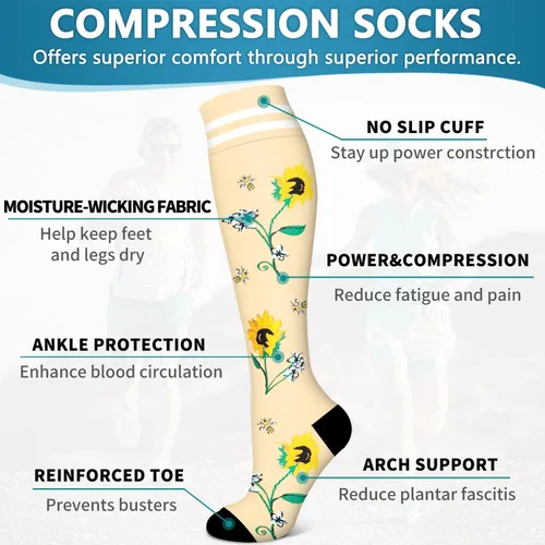 Vista 48 de Bluemaple 6 Pack Copper Compression Socks for Women and Men Circulation-Best Support for Medical, Running,Nursing,Athletic