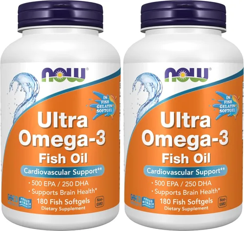 Vista 9 de NOW Foods Suplementos, Ultra Omega-3, 500 EPA y 250 DHA, apoyo cardiovascular*, 180 cápsulas blandas de gelatina de pescado