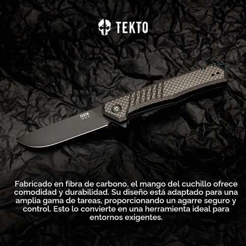 Vista 6 de TEKTO F1 Alpha - Cuchillo de bolsillo plegable, hoja trasera recta modificada, acero D2 recubierto de titanio, cuchillo táctico, cuchillos