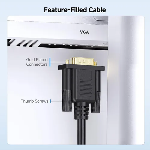 Vista 7 de Cable Matters Cable VGA a VGA de 6 pies con ferritas (cable VGA, cable de monitor VGA, cable de monitor de computadora, VGA macho a macho)