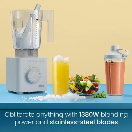 Vista 2 de Chefman Obliterator - Licuadora de encimera de 48 onzas para batidos, motor de 1380W para triturar hielo, nueces y fruta congelada con cuchilla