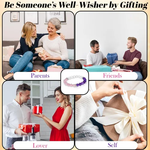Vista 4 de Pulseras de piedras preciosas para mujeres y hombres, pulsera de cristal curativo para meditación, reiki y yoga, pulsera con cuentas de piedras
