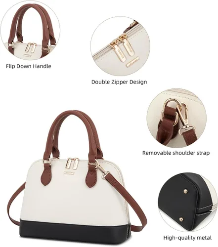 Vista 6 de LOVEVOOK Bolso para Mujer Pequeño Bolsos Cruzados Clásico Doble Cremallera Asa Superior Bolso Satchel Tipo Cúpula