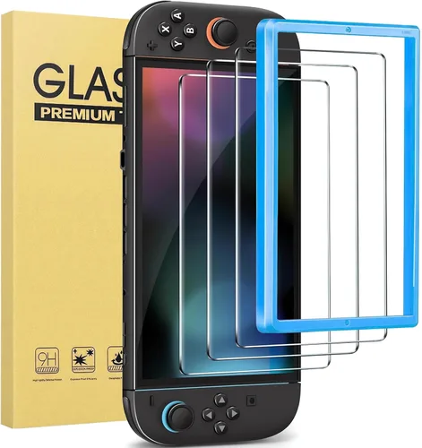 Vista 8 de 3 Pack Tempered Glass for Nintendo switch Screen Protector 6.9 Inch 2017, Bubble free shockproof easy Installation with Alignment Frame