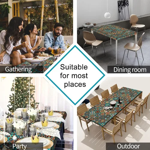 Vista 5 de Mantel para mesa plegable, funda impermeable para mesa de pícnic, para mesas de 6 pies, borde elástico, cubierta de plástico para picnic