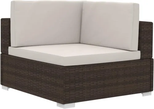 Vista 7 de 3-Piece Modular Patio Sofa Set with Cushions, Brown Synthetic Rattan Rectangular Outdoor Sofa Set for 3, Powder-Coated Steel Frame